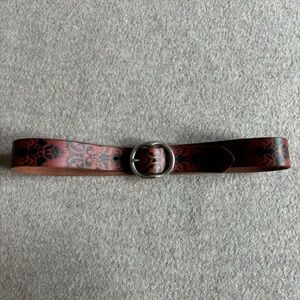 Lucky brand leather belt with silver buckle